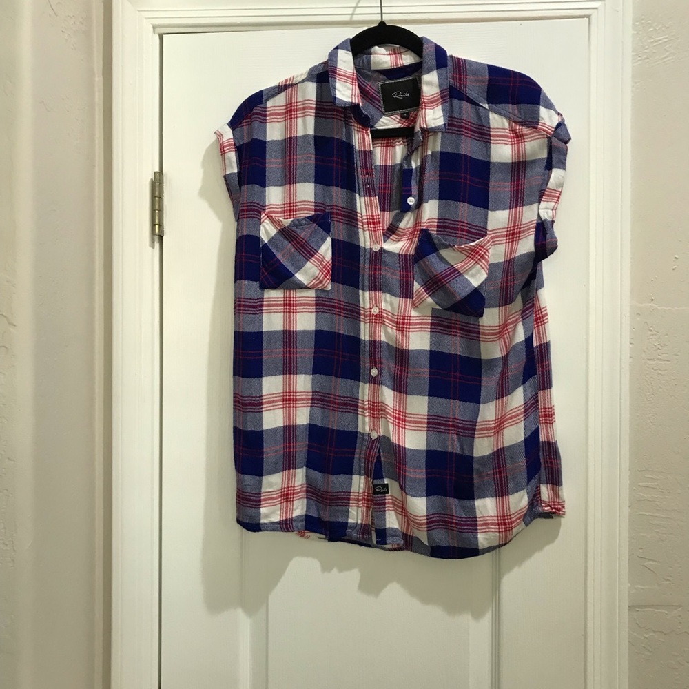 Rails Britt short sleeve plaid top button up smal
